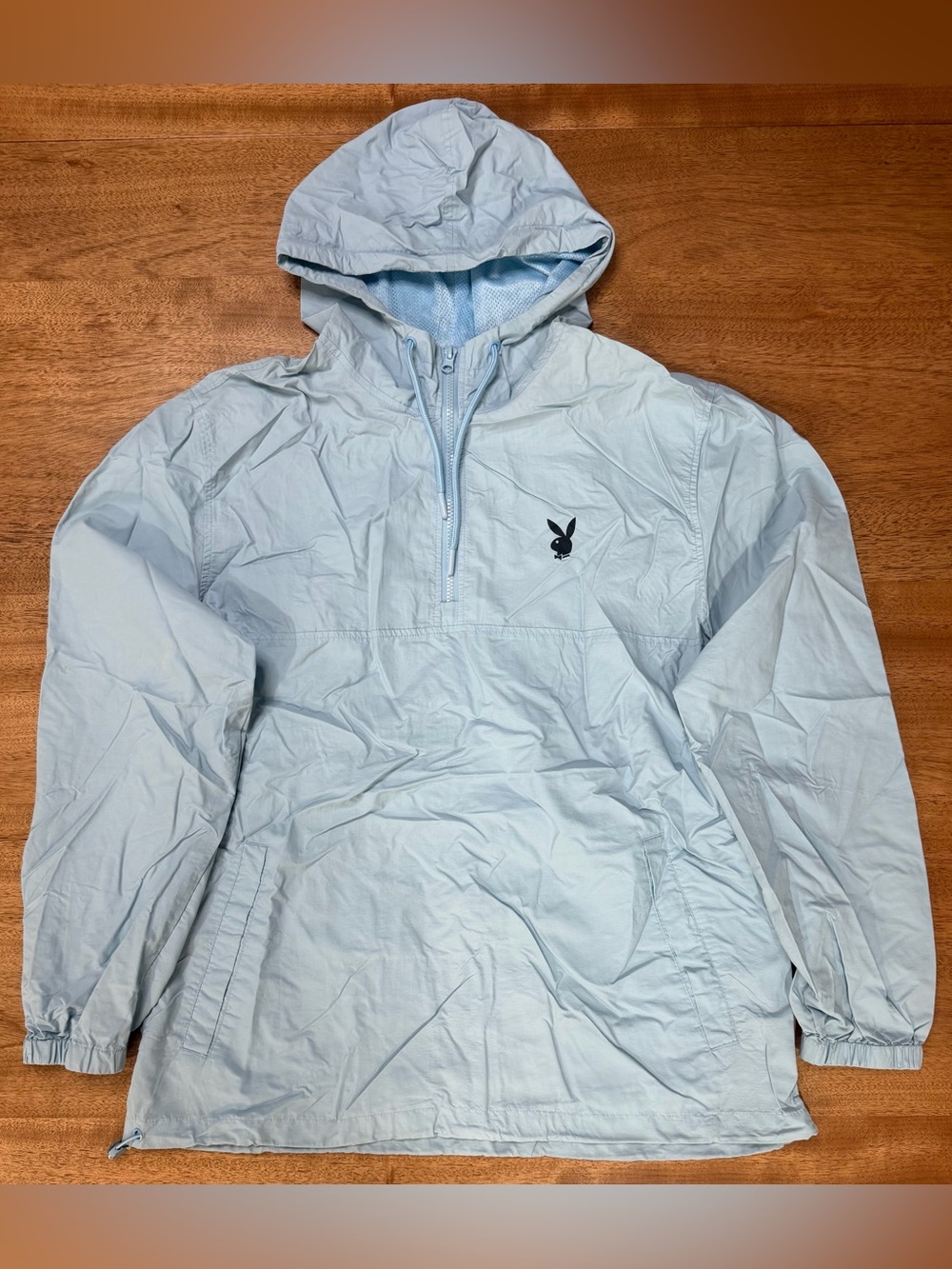 Playboy by PacSun - Men’s Playboy Bunny Windbreaker Jacket | Light Blue | Size M